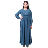 Umbrella abaya with frills- Mist Blue